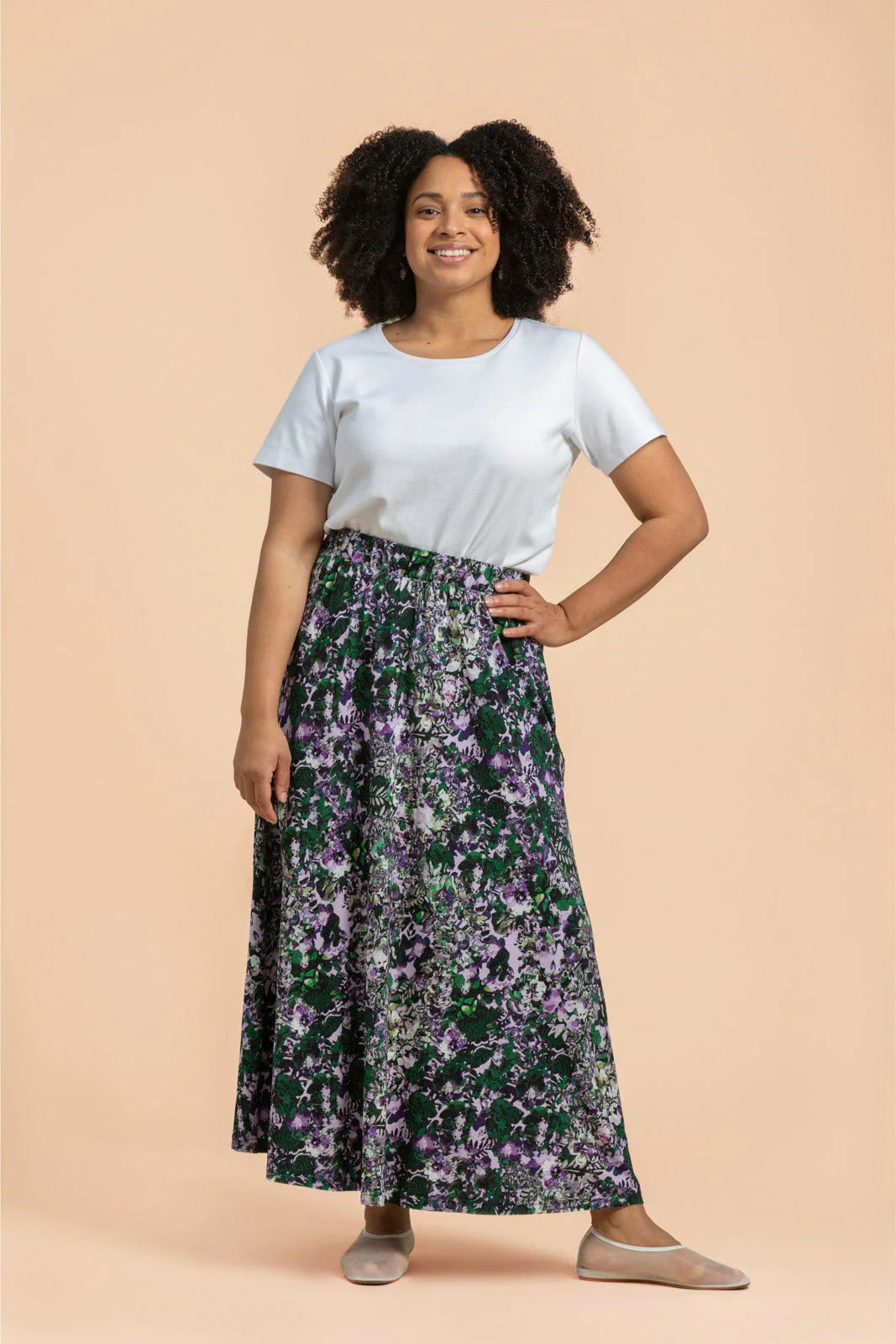 Soft Midi Skirt - Blooming Forest Lilac