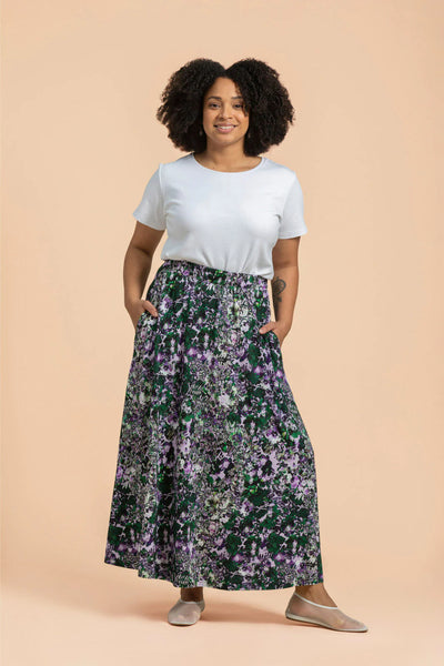 Soft Midi Skirt - Blooming Forest Lilac