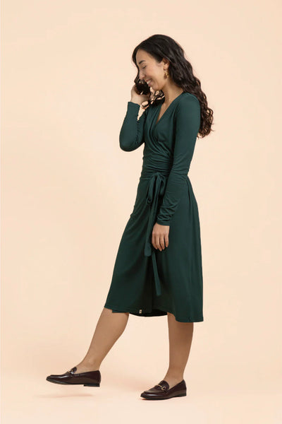 Soft Wrap Dress - Dark Green