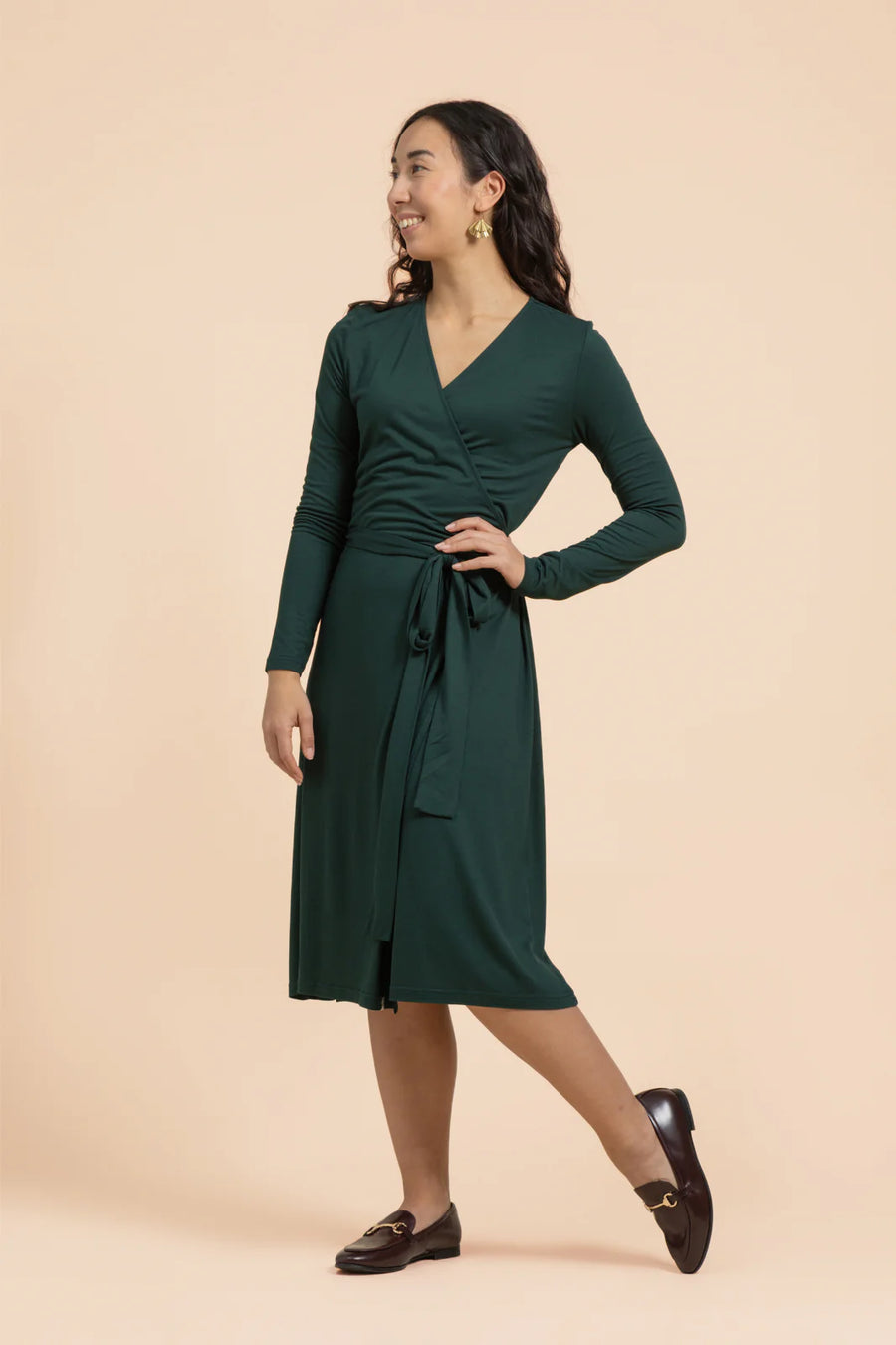 Soft Wrap Dress - Dark Green