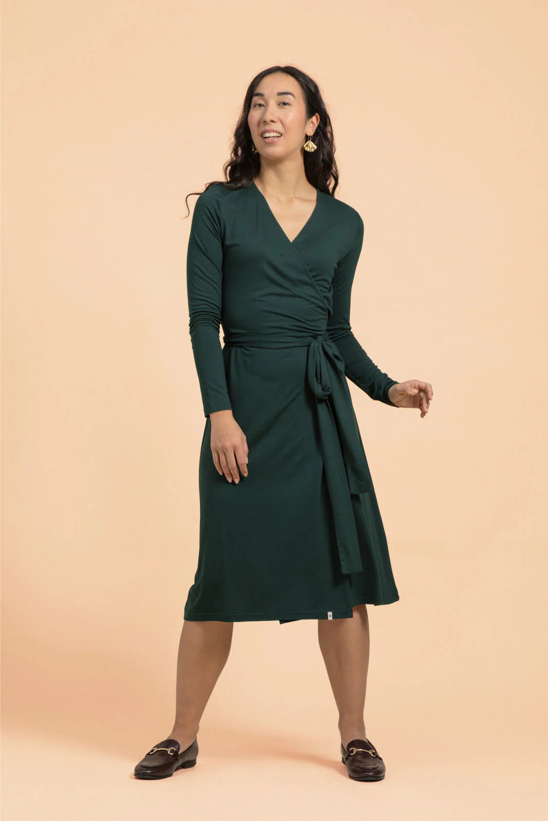 Soft Wrap Dress - Dark Green