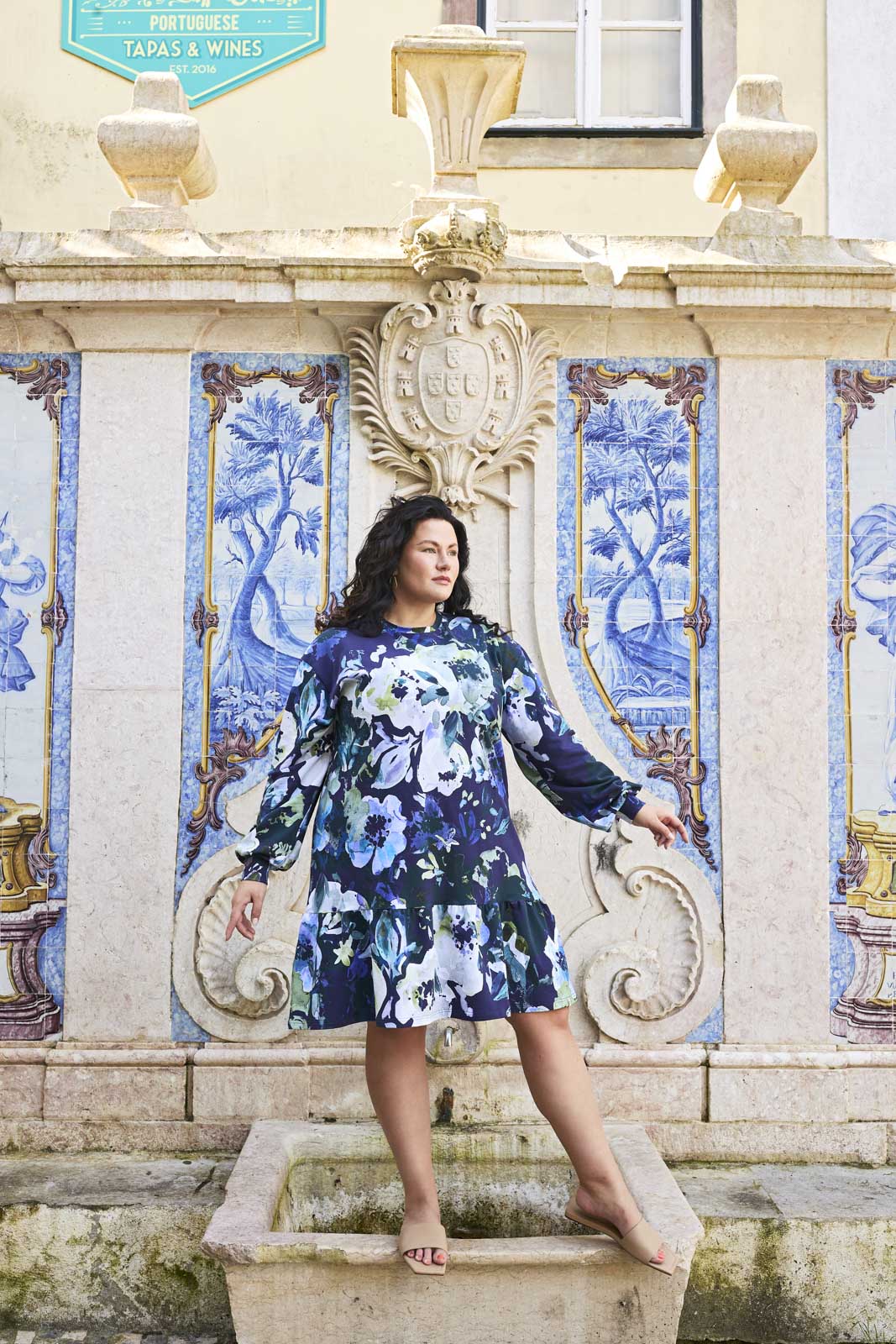 Ruffle Sweatshirt Dress - Blue Anemone