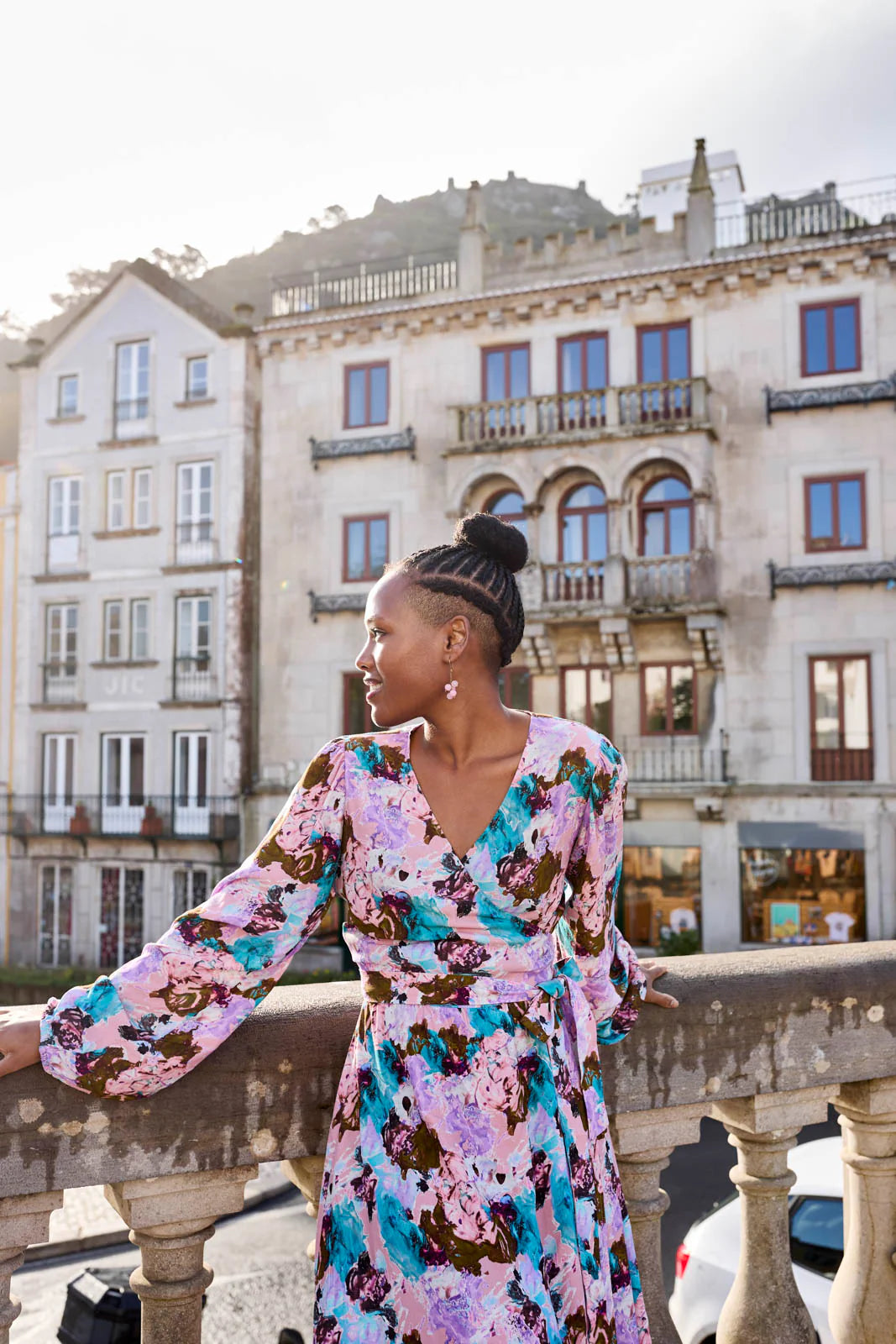 Wrap Midi Dress - Candy Aquarelle