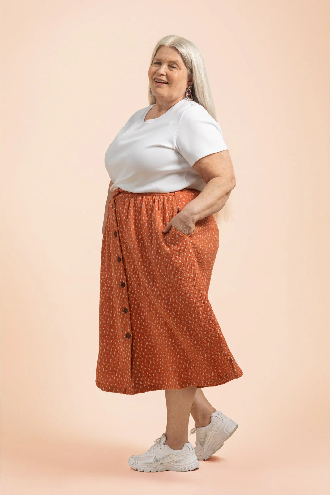 Button Skirt - Vintage Leaf