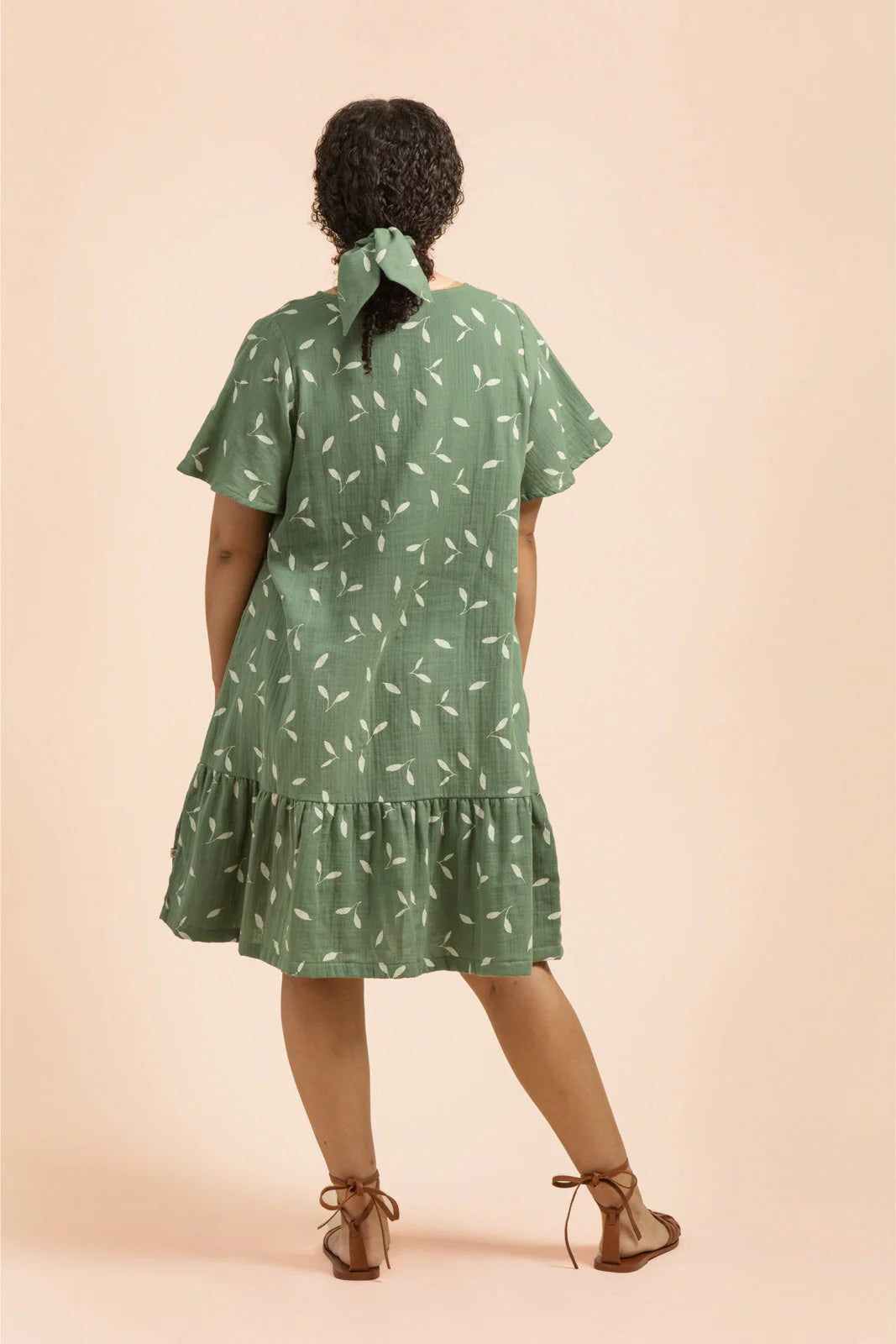 Frill Button Dress - Sage Wind