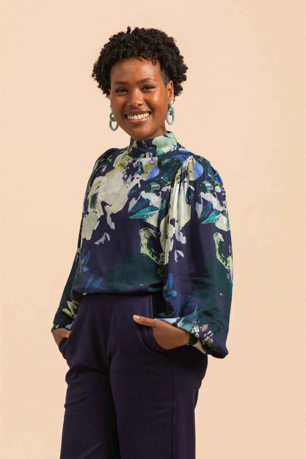 Puff Blouse - Blue Anemone