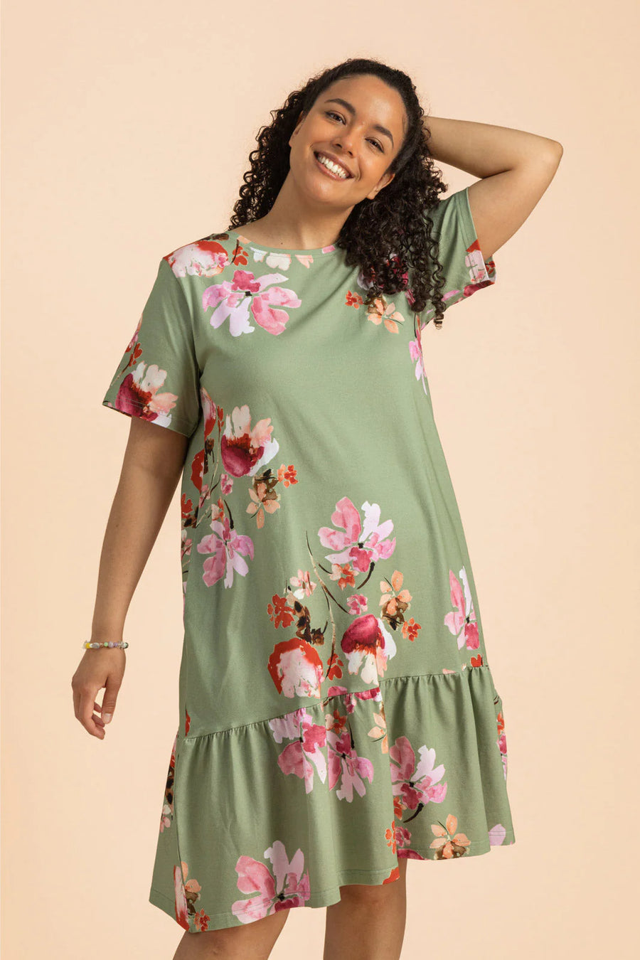 Ruffle T-shirt Dress - Cherry Blossom