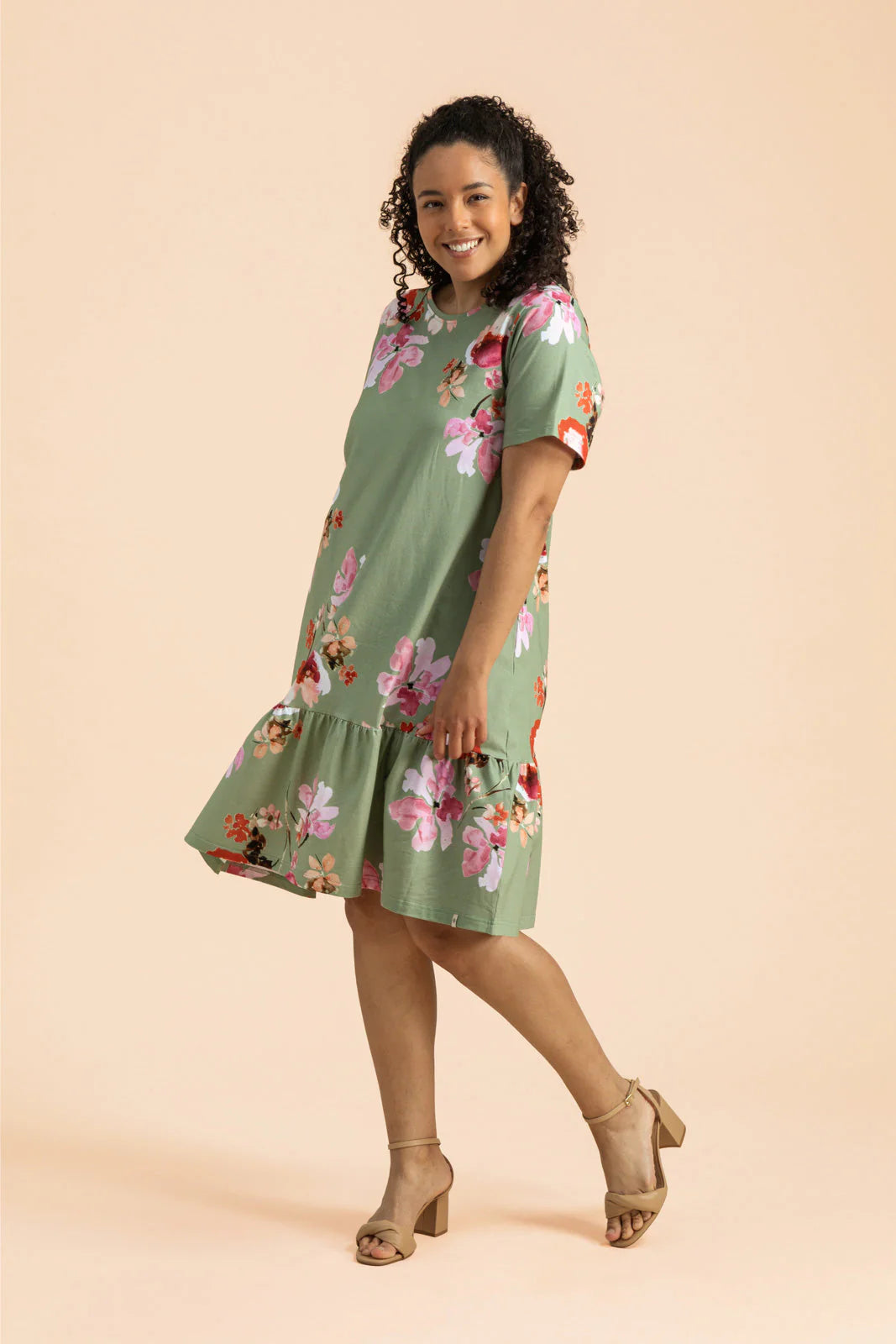 Ruffle T-shirt Dress - Cherry Blossom