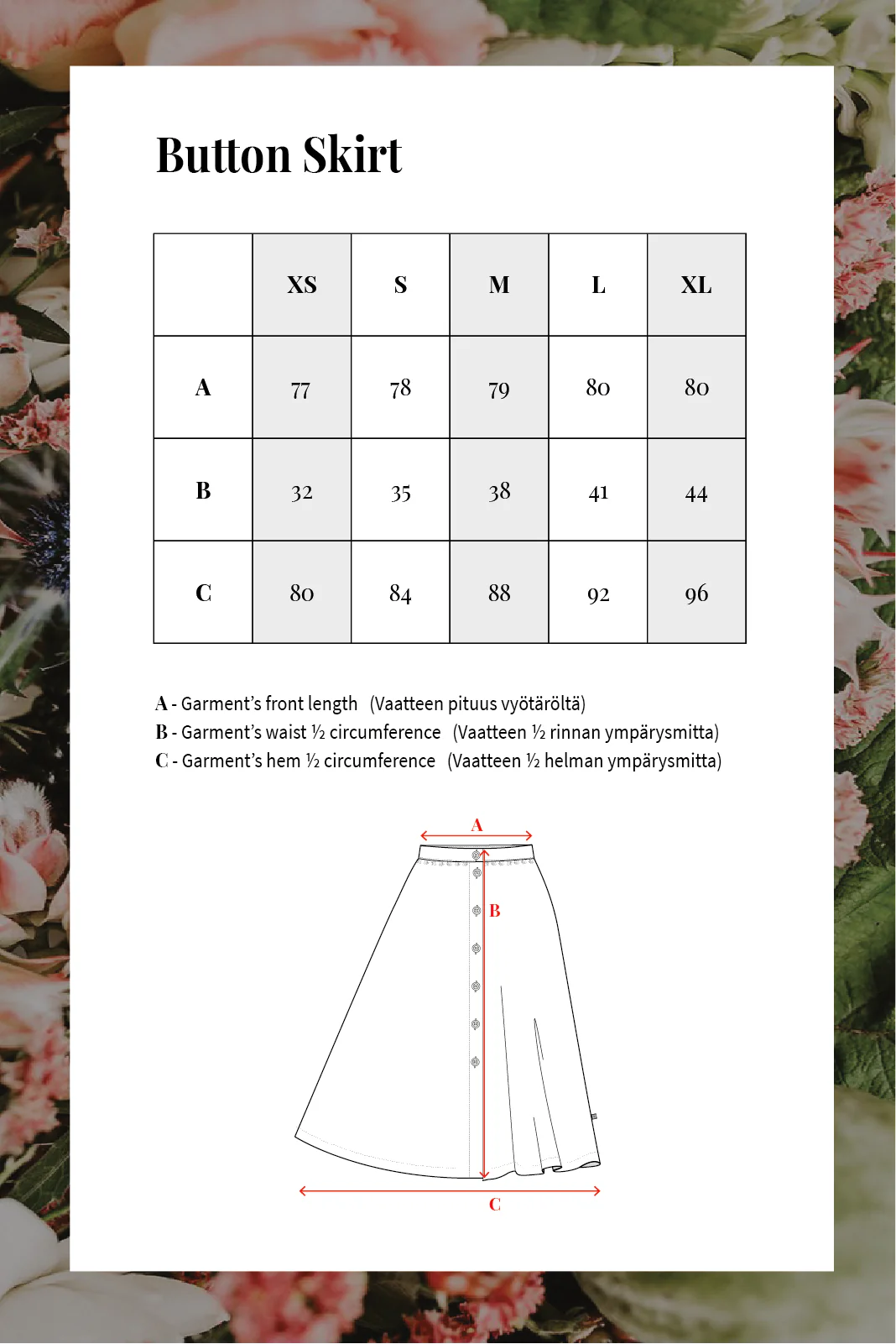 Button Skirt - Vintage Leaf