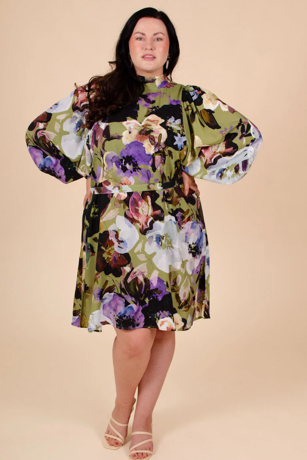 Puff Dress - Olive Anemone