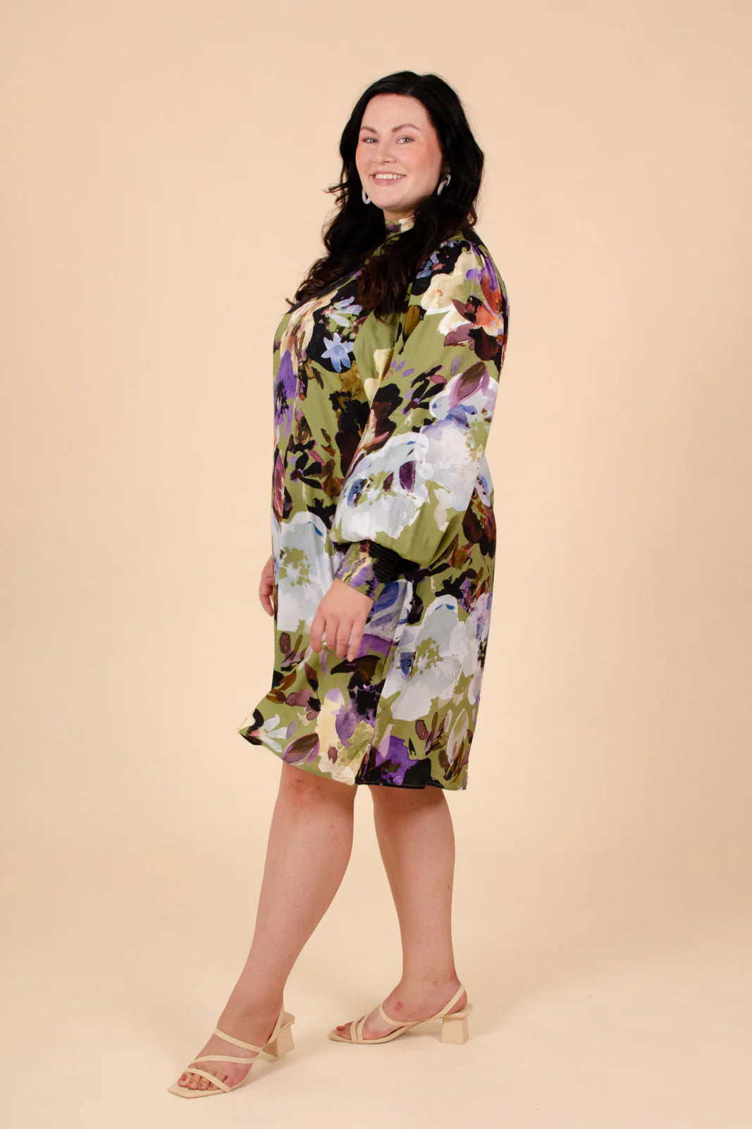 Puff Dress - Olive Anemone