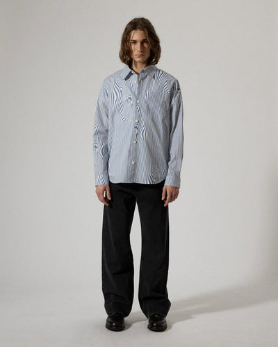 Lawrence Blue Glitch Stripe