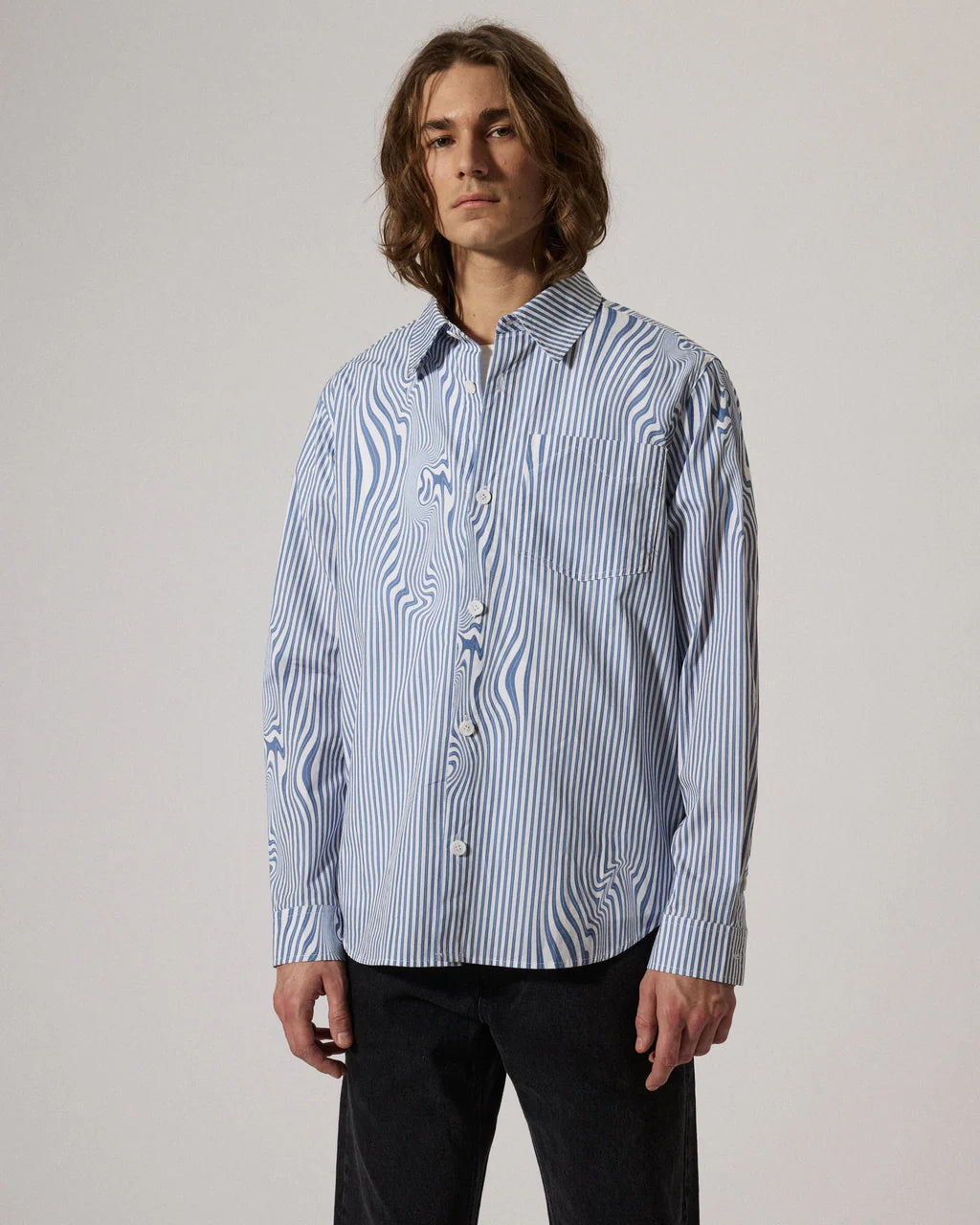 Lawrence Blue Glitch Stripe