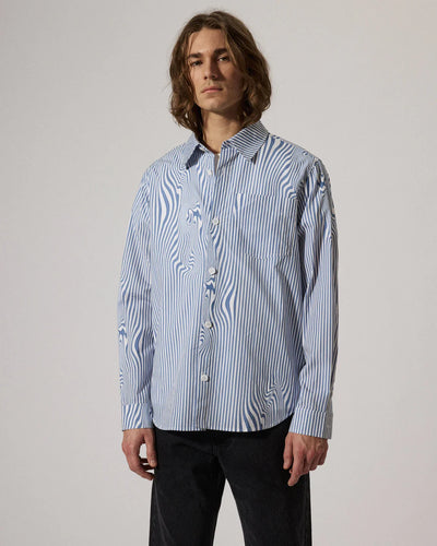 Lawrence Blue Glitch Stripe