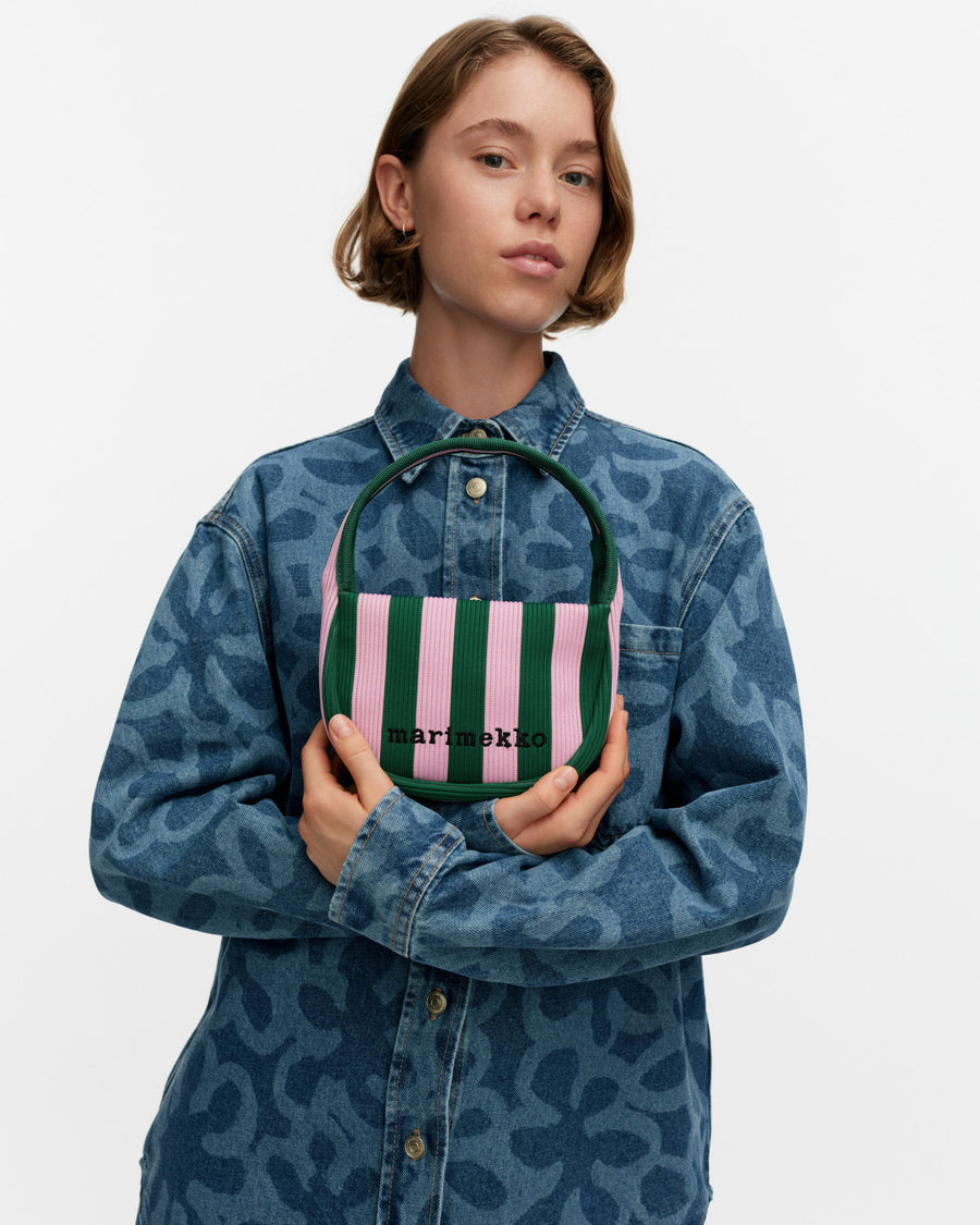 Knitted Mini Handbag Merirosvo - Pinkki-Tummanvihreä