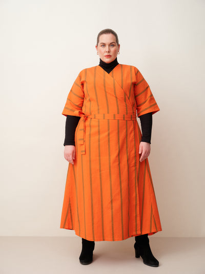 Ava Seersucker Wrap Dress - Scarlett