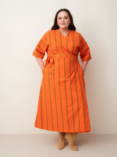Ava Seersucker Wrap Dress - Scarlett