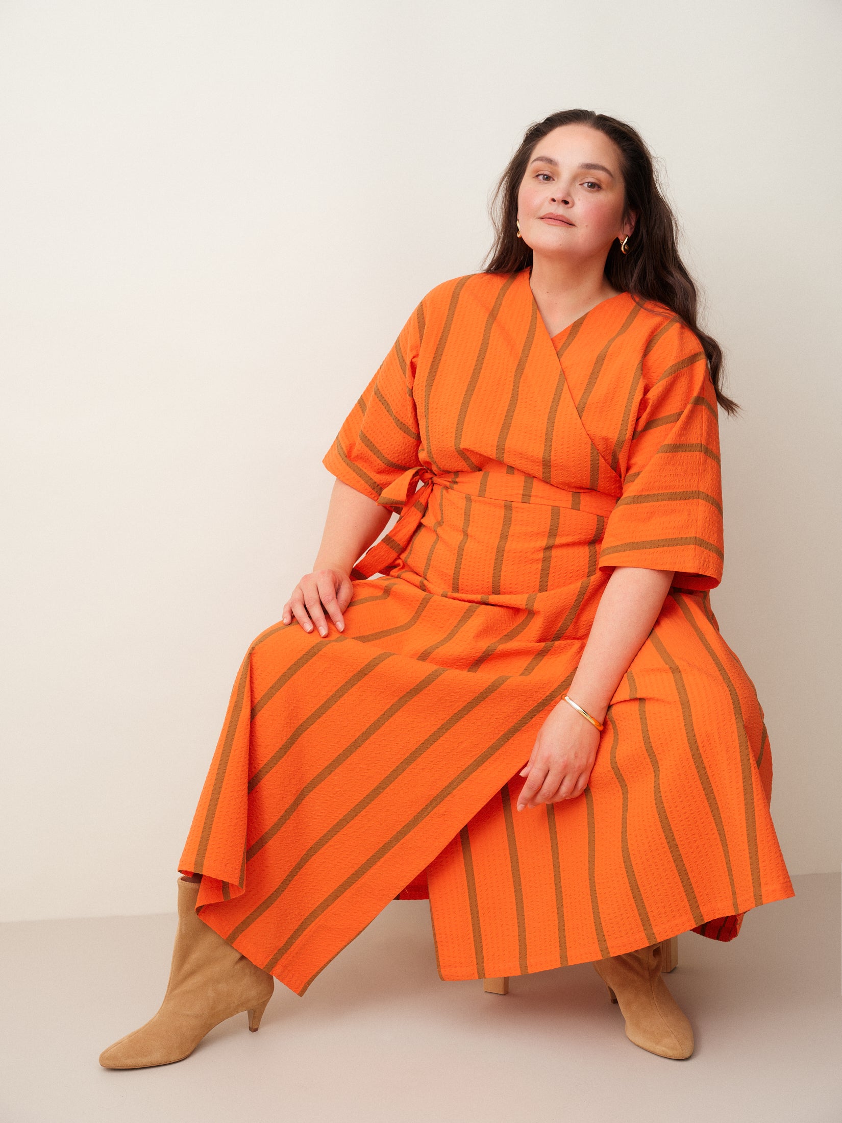 Ava Seersucker Wrap Dress - Scarlett