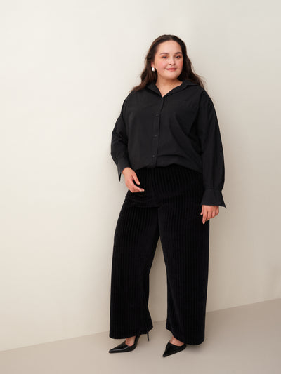 Velour Rib Pants - Black
