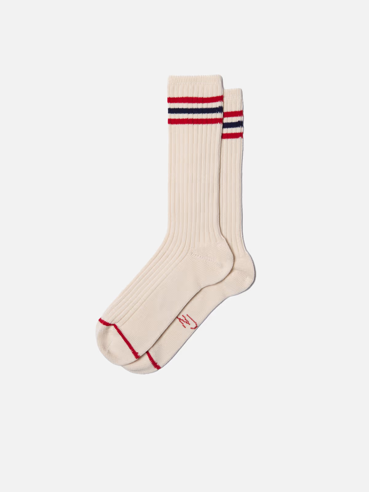 Men Tennis Socks Retro Offwhite/Red