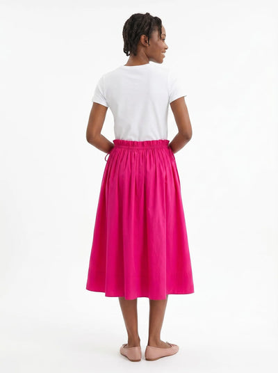Adjustable Tie Midi Skirt - Think Pink