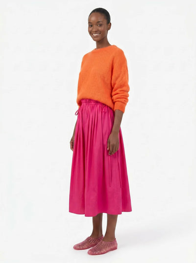 Adjustable Tie Midi Skirt - Think Pink