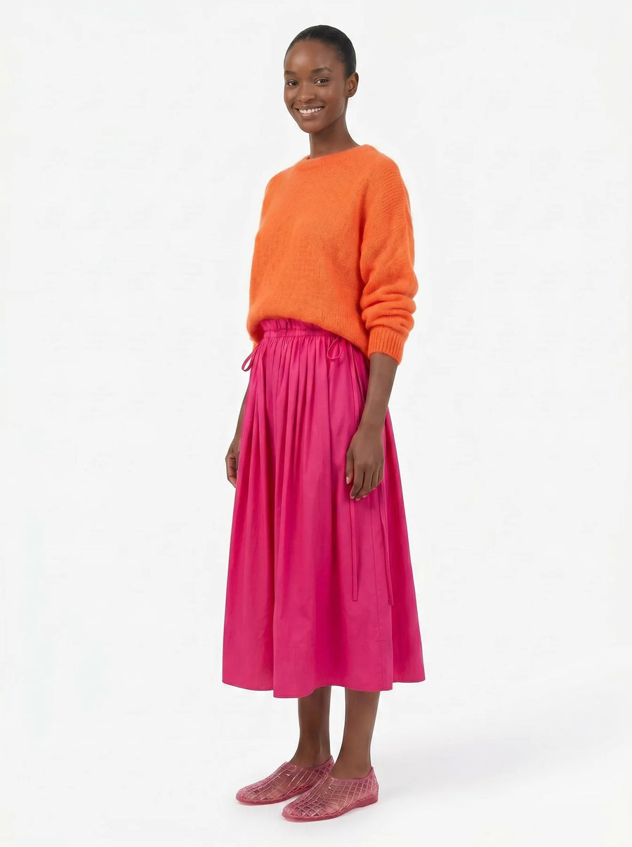 Adjustable Tie Midi Skirt - Think Pink