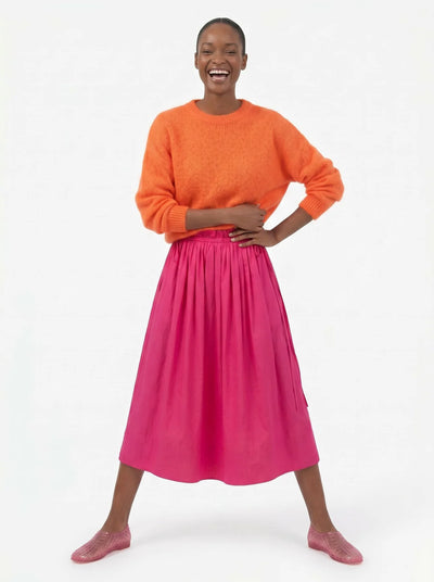Adjustable Tie Midi Skirt - Think Pink