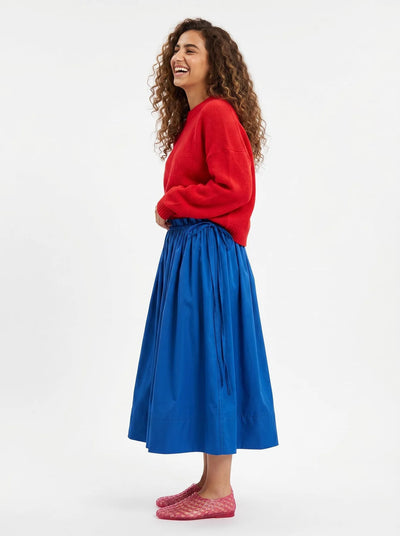 Adjustable Tie Midi Skirt - Blue Boost