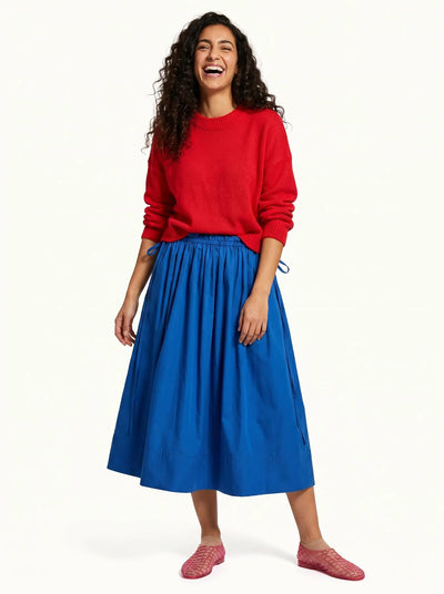 Adjustable Tie Midi Skirt - Blue Boost