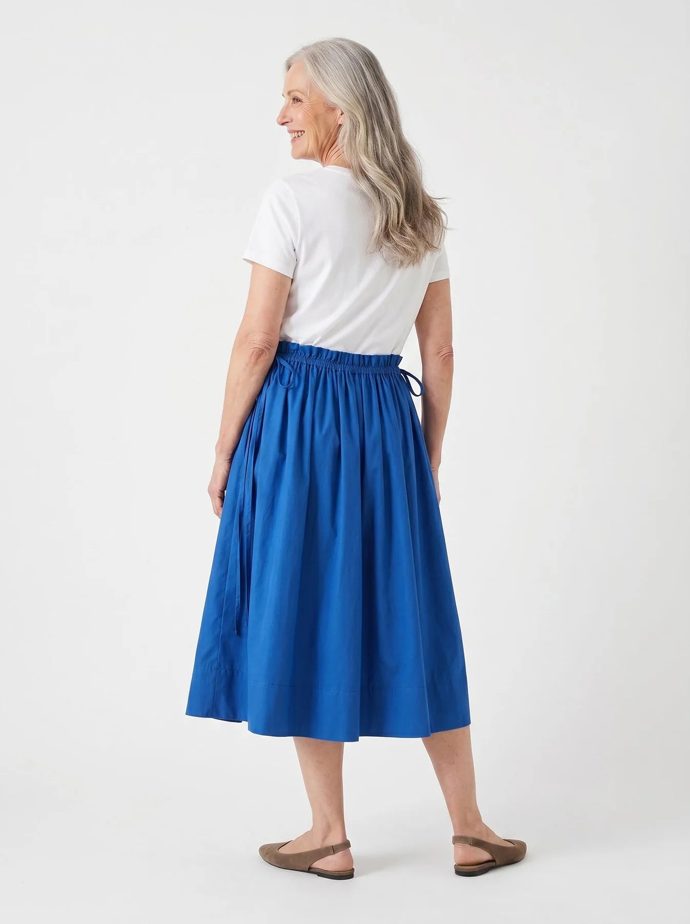 Adjustable Tie Midi Skirt - Blue Boost