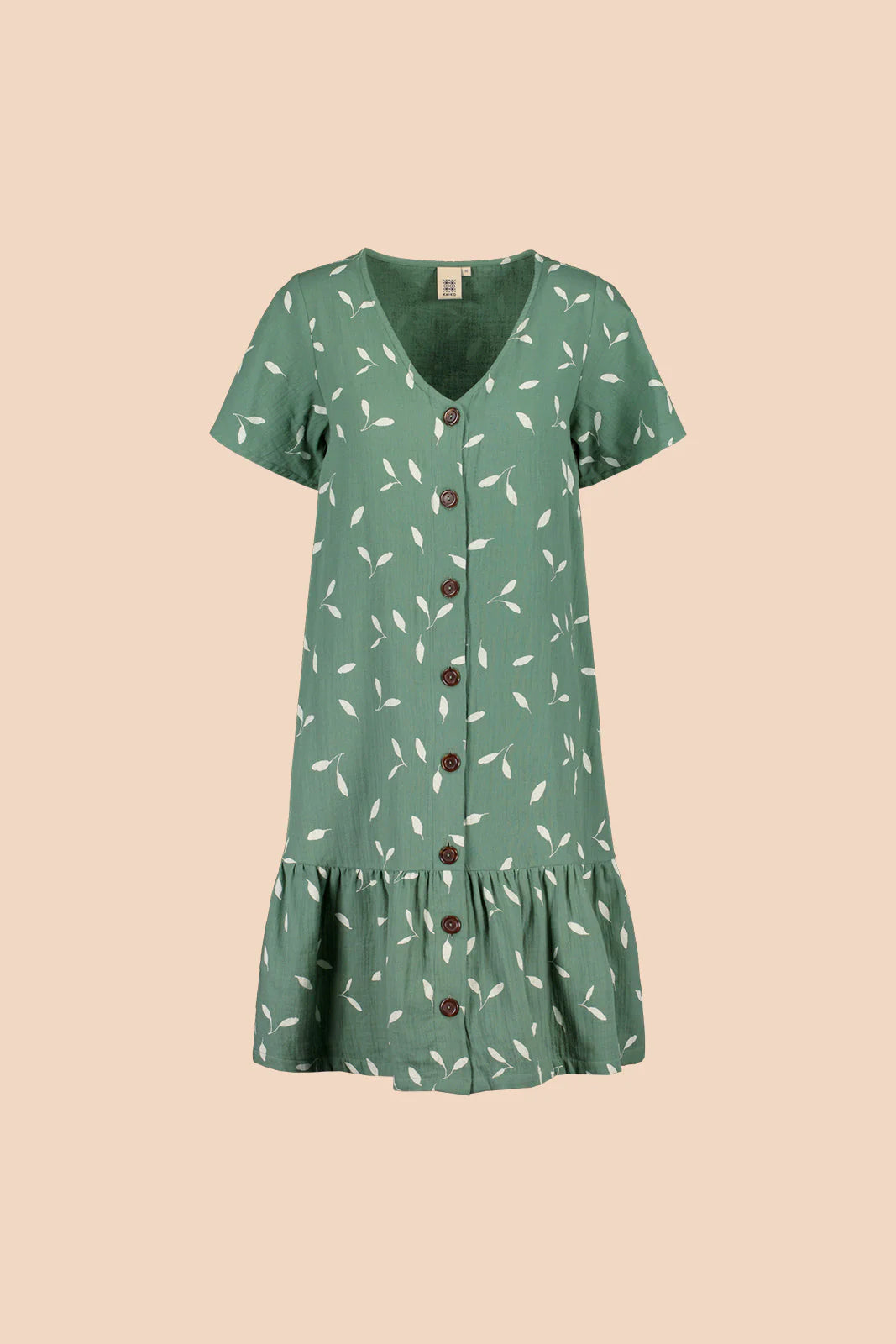 Frill Button Dress - Sage Wind