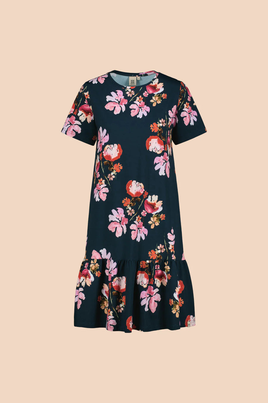 Ruffle T-shirt Dress - Cherry Blossom Navy