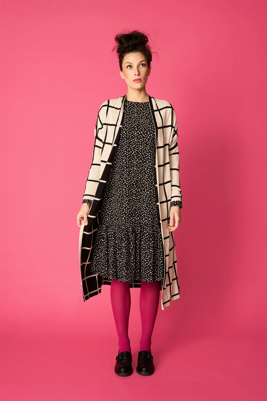 Long Cardigan - Giant Grid