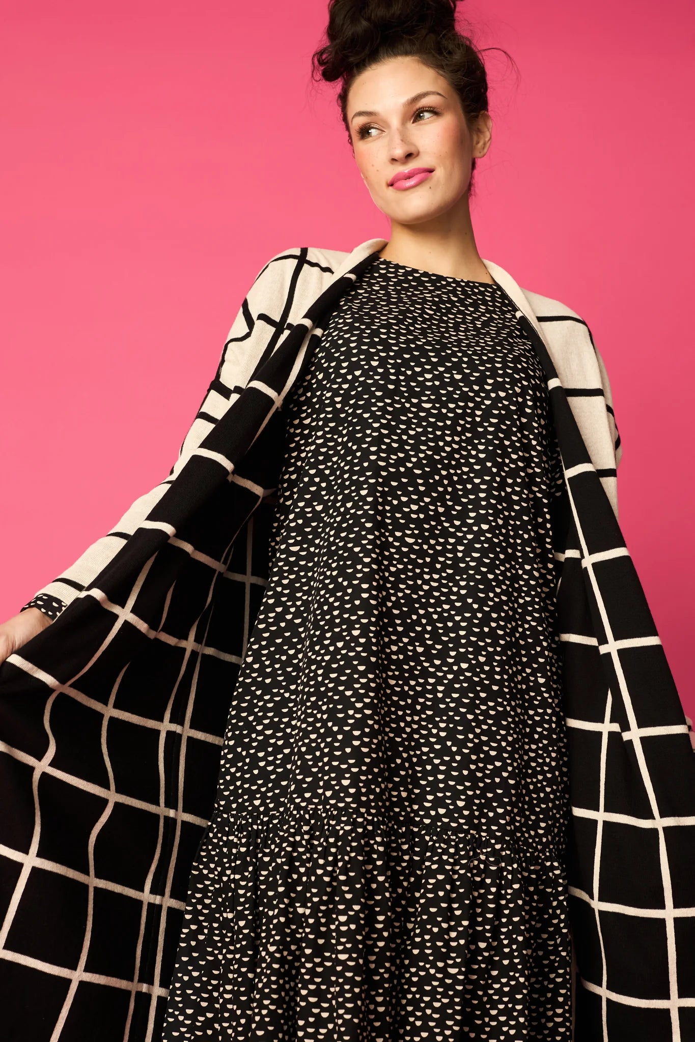 Long Cardigan - Giant Grid