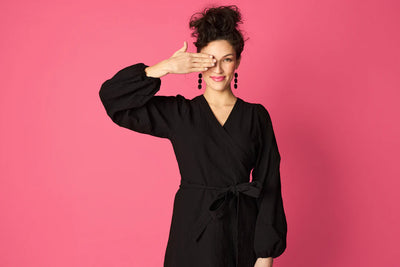 Puff Wrap Dress - Black