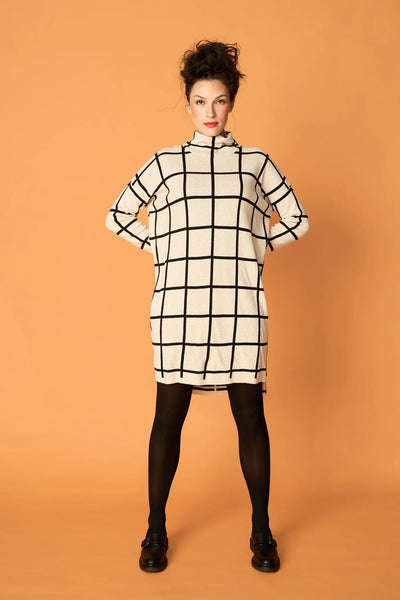 Knit Cosy Dress - Giant Grid