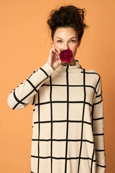 Knit Cosy Dress - Giant Grid