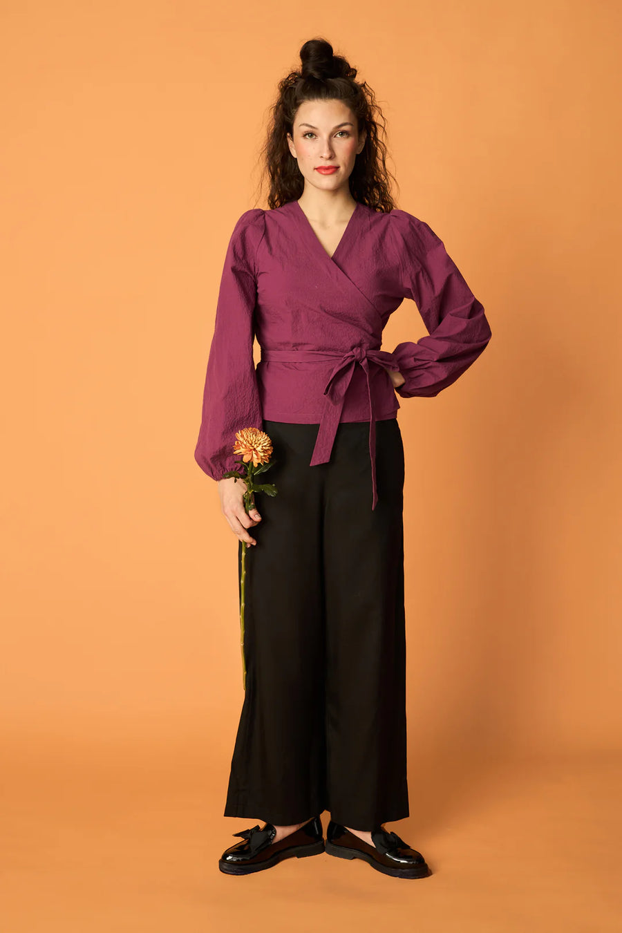 Puff Wrap Shirt - Grape Purple