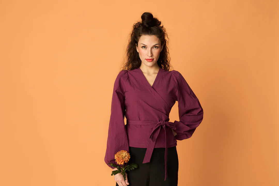 Puff Wrap Shirt - Grape Purple