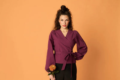 Puff Wrap Shirt - Grape Purple