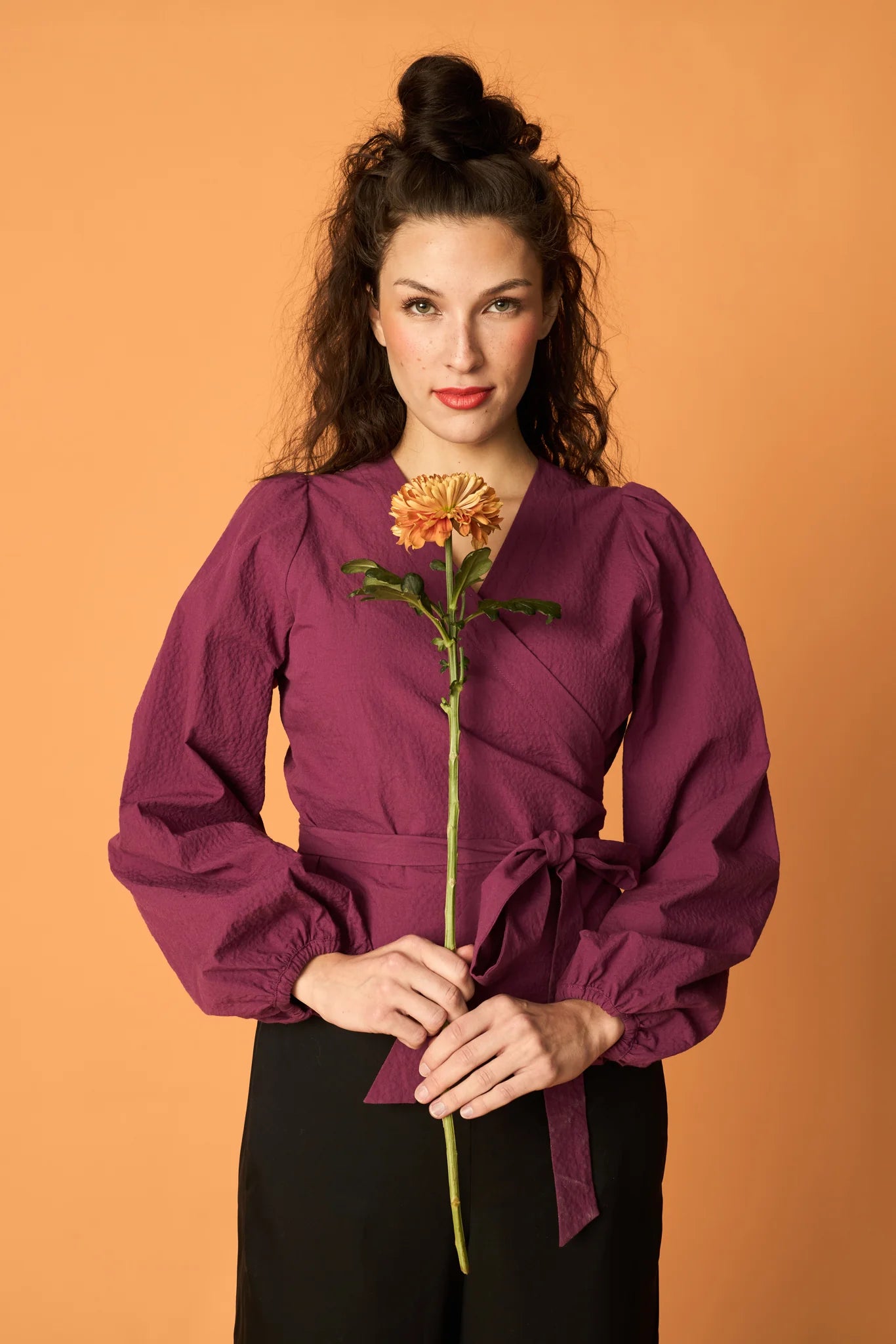 Puff Wrap Shirt - Grape Purple