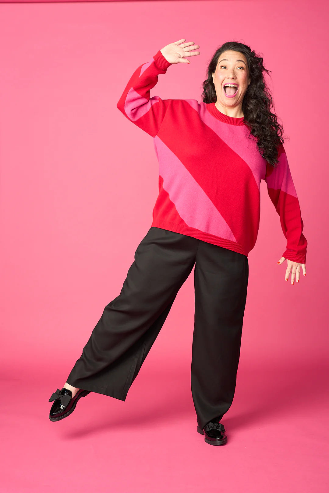 O-Neck Sweater - Red-Magenta