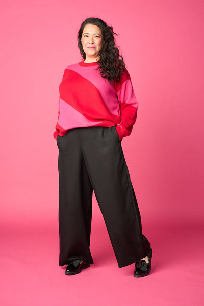O-Neck Sweater - Red-Magenta