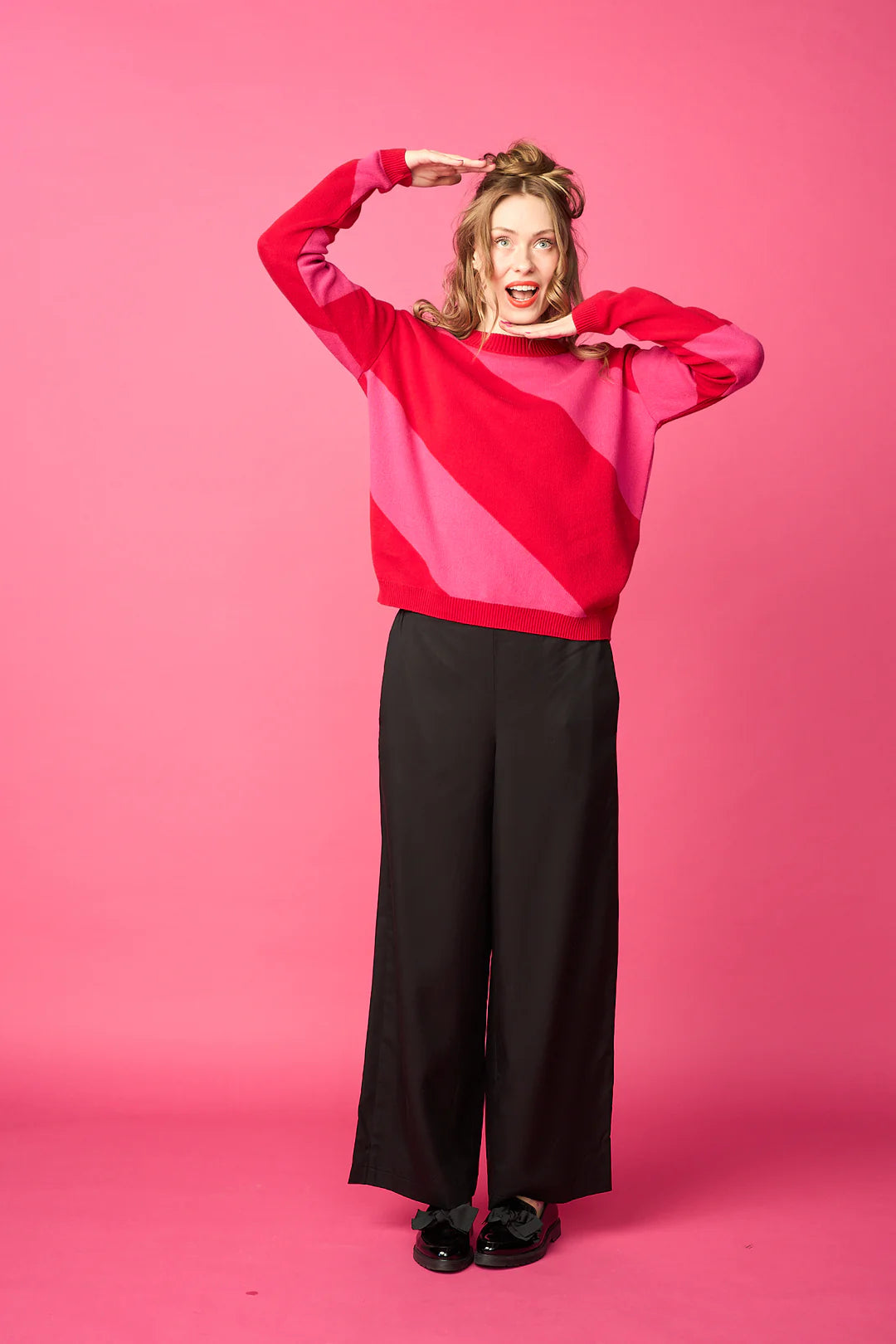 O-Neck Sweater - Red-Magenta