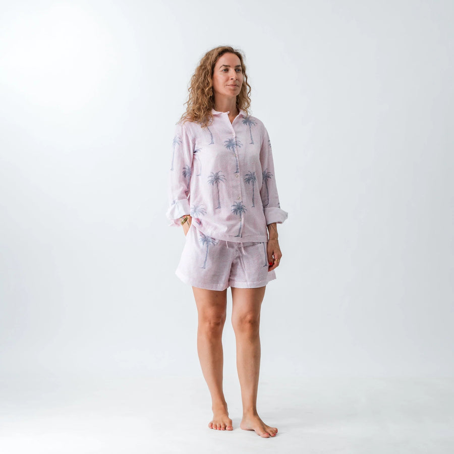 Palm Tree PJ Set - Pink