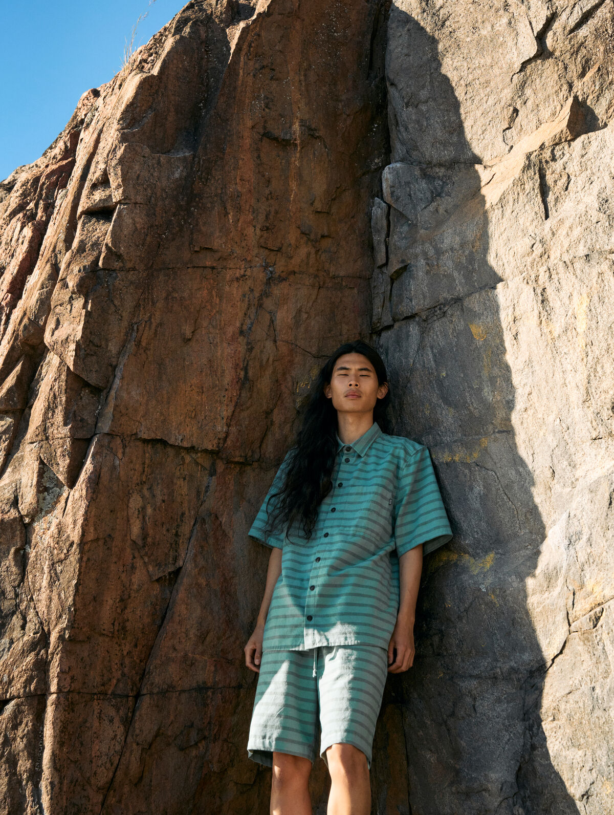 Leon Raitashortsit - Salvia/Vihreä raita S