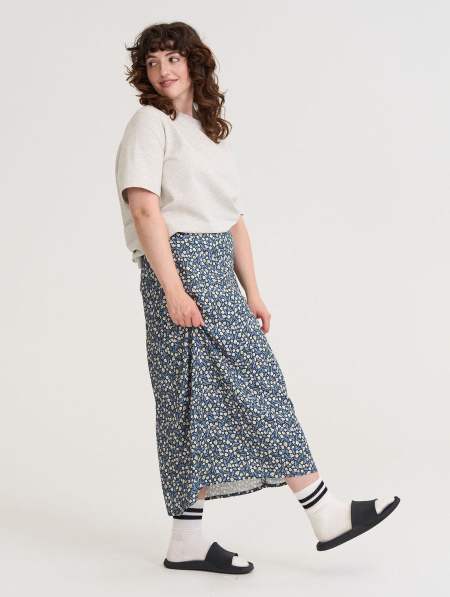 Saila Printtihame - Tummansininen kehäkukka XXL