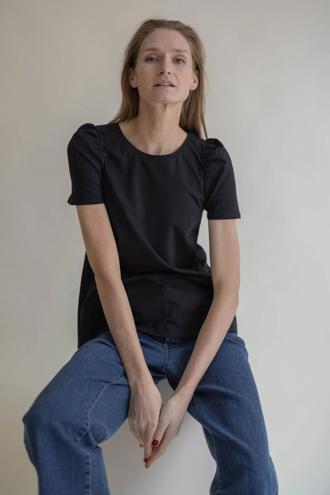 T-Shirt Puff Shoulder Black