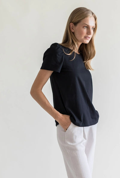 T-Shirt Puff Shoulder Black